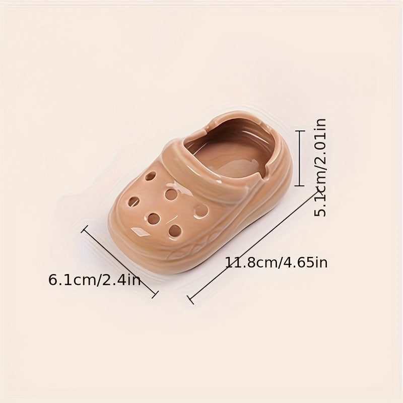 Ceramic Clog Ashtray Beige White Rectangular Home Office Hotel Decor