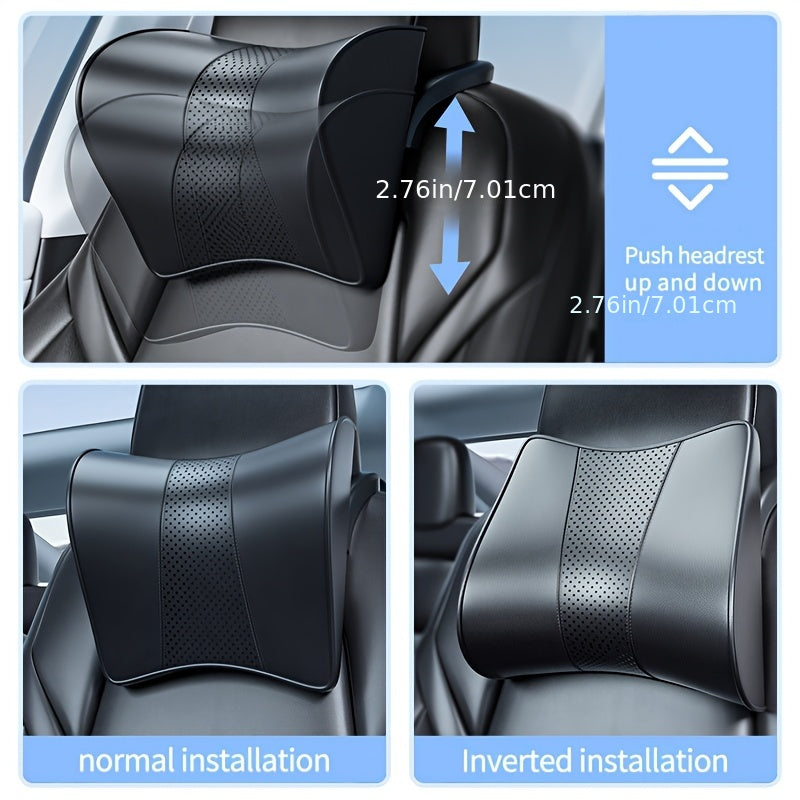 Universal PU Leather Car Neck Pillow for Comfort and Support