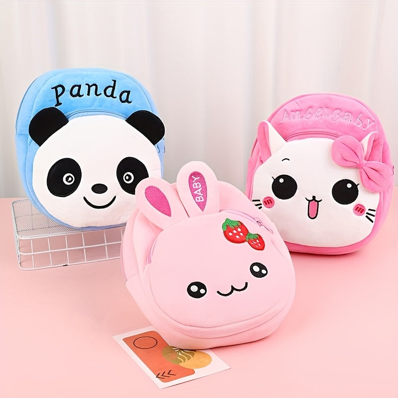 Детский рюкзак для детей от 3 лет, мультяшные животные, плюш, небесно-голубой, легкий полиэстер