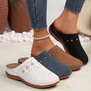 Women's Wedge Heel Shoes Synthetic Round Toe Breathable Cut-Outs Flats for Casual Formal Wear