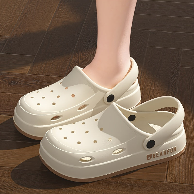 Women's Men's Beige Eva Platform Clogs Non-Slip Cushion Summer Sandals