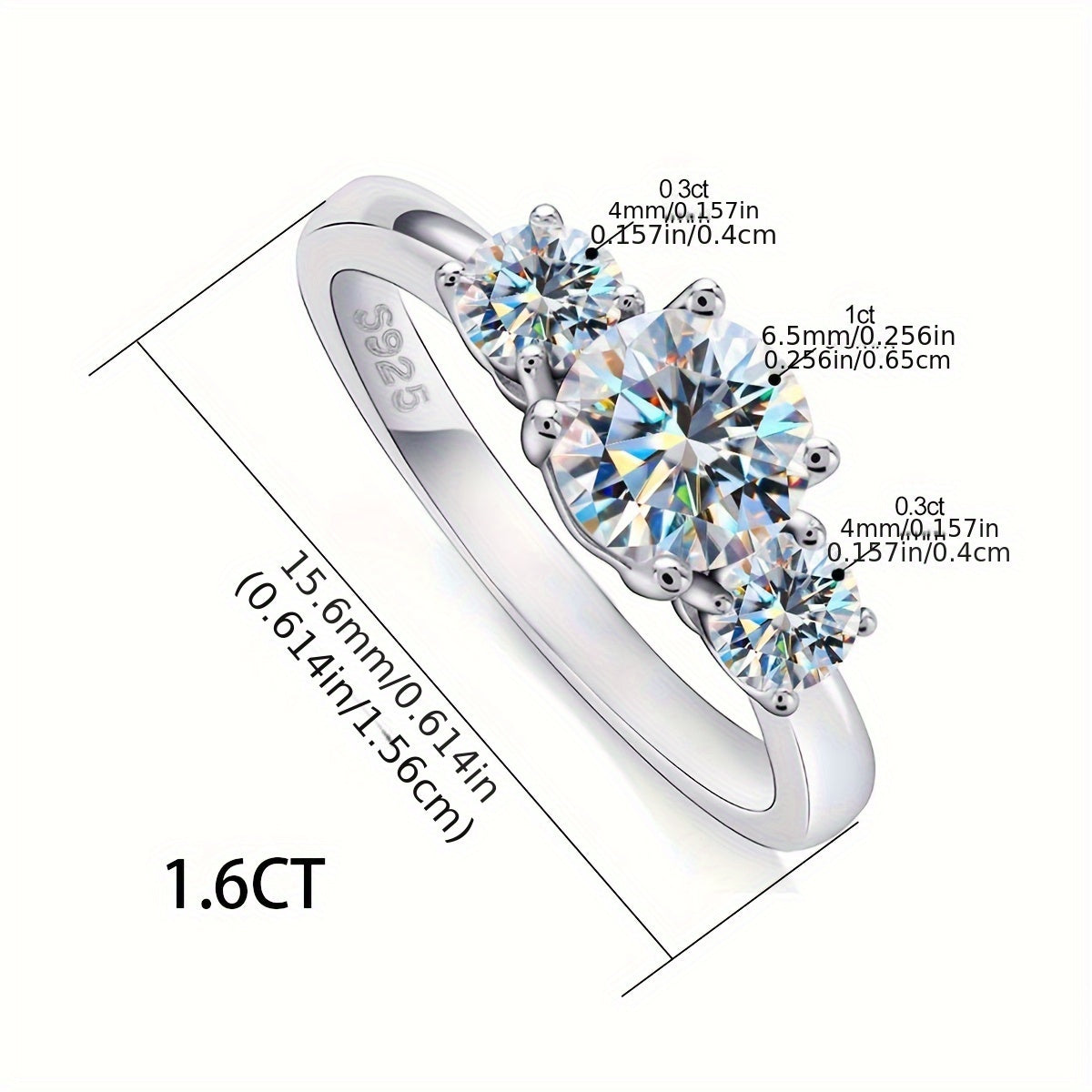 Sterling Silver Moissanite Engagement Ring for Women Wedding Promise Jewelry