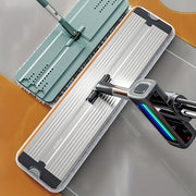 Rainbow Self-Wringing Flat Mop 360° Qoʻlni Boshqarishsiz Yuvish, Stainless Steel Qoʻlqop, 4 Qayta Ishlatiladigan Mikrofiber Yostiq - Yashash xonasi, Yotoqxona, Vannaxona, Oshxona polini tozalash uchun ideal - Plastik Hoʻl va Quruq Mop, oʻlchami 45.21 sm