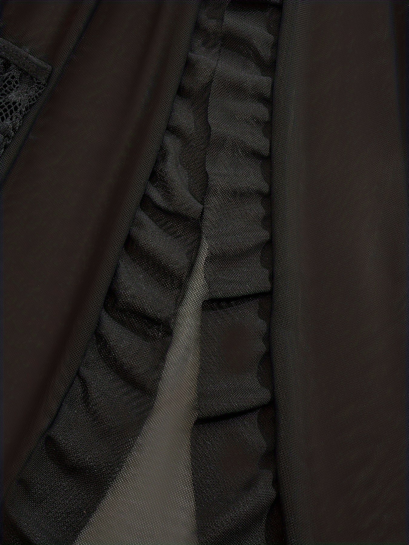 Women's Sleepwear Set with Front Split Suspender Skirt and Lace Deep V Ruffle Details