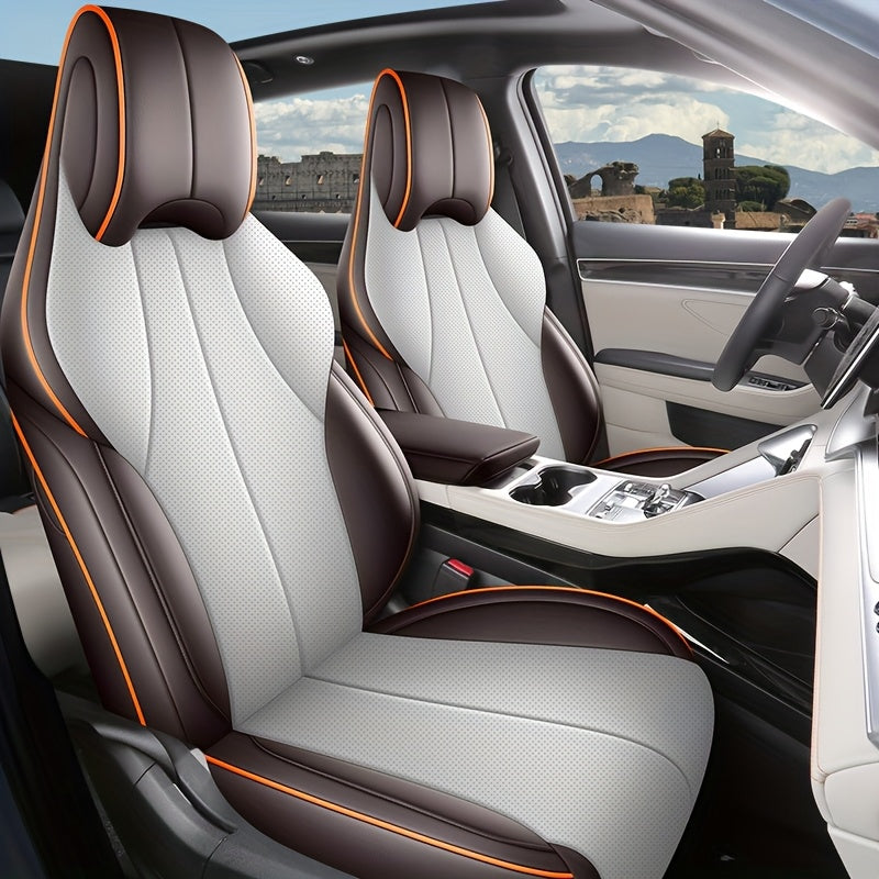 5-Seat Car Seat Covers Leather Full-Set Sporty Durable Easy Clean All-Season