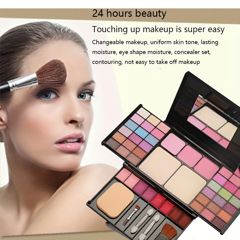 Женская палетка для макияжа 49 цветов с блестящими тенями для век, водостойкой помадой и румянами