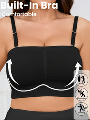 Women's Seamless Sports Bra Double-Layer Removable Pads Nylon Elastane