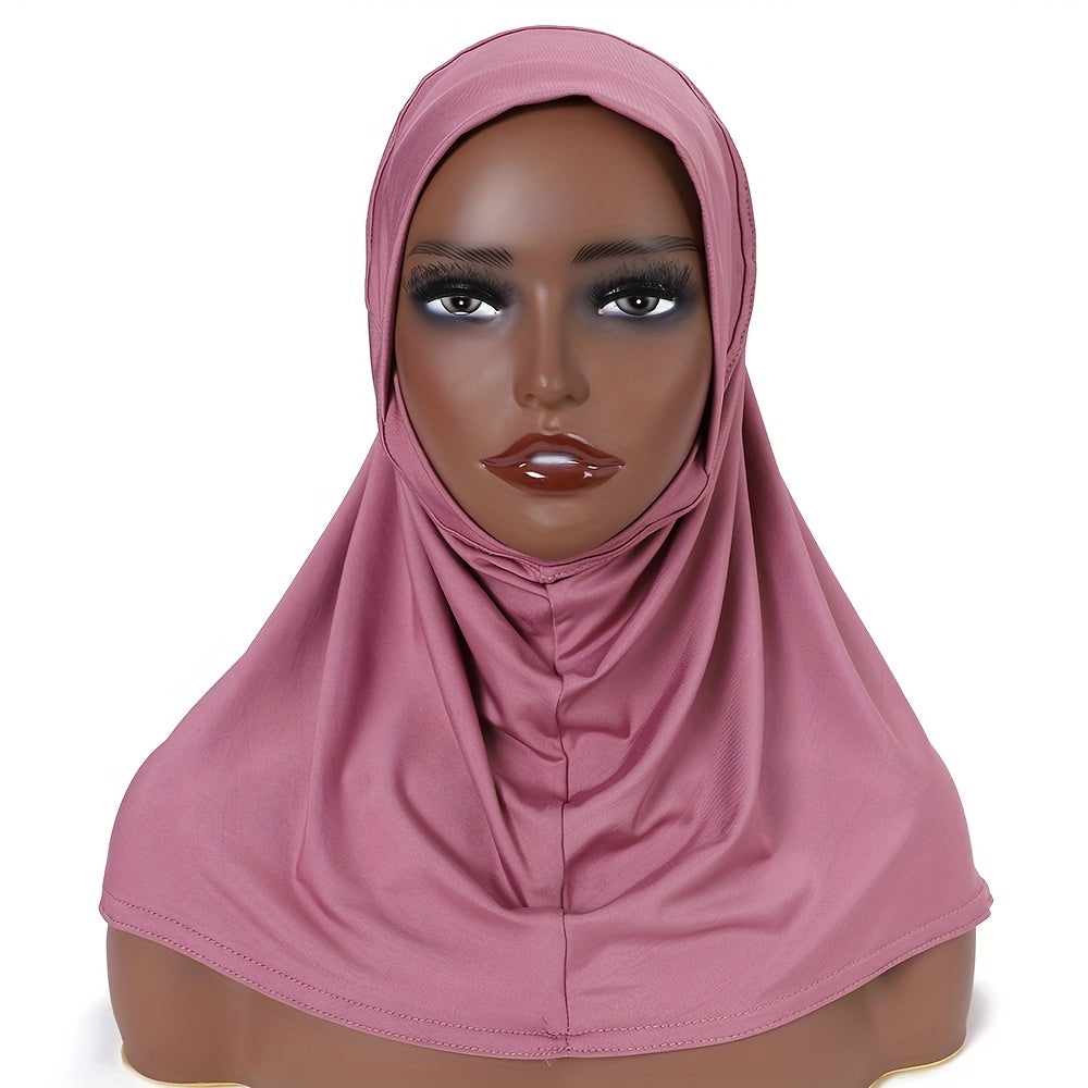 Ladies' Stretch Hijab Scarf Soft Breathable Polyester Lace Trim Full Chin Coverage in Multiple Colors