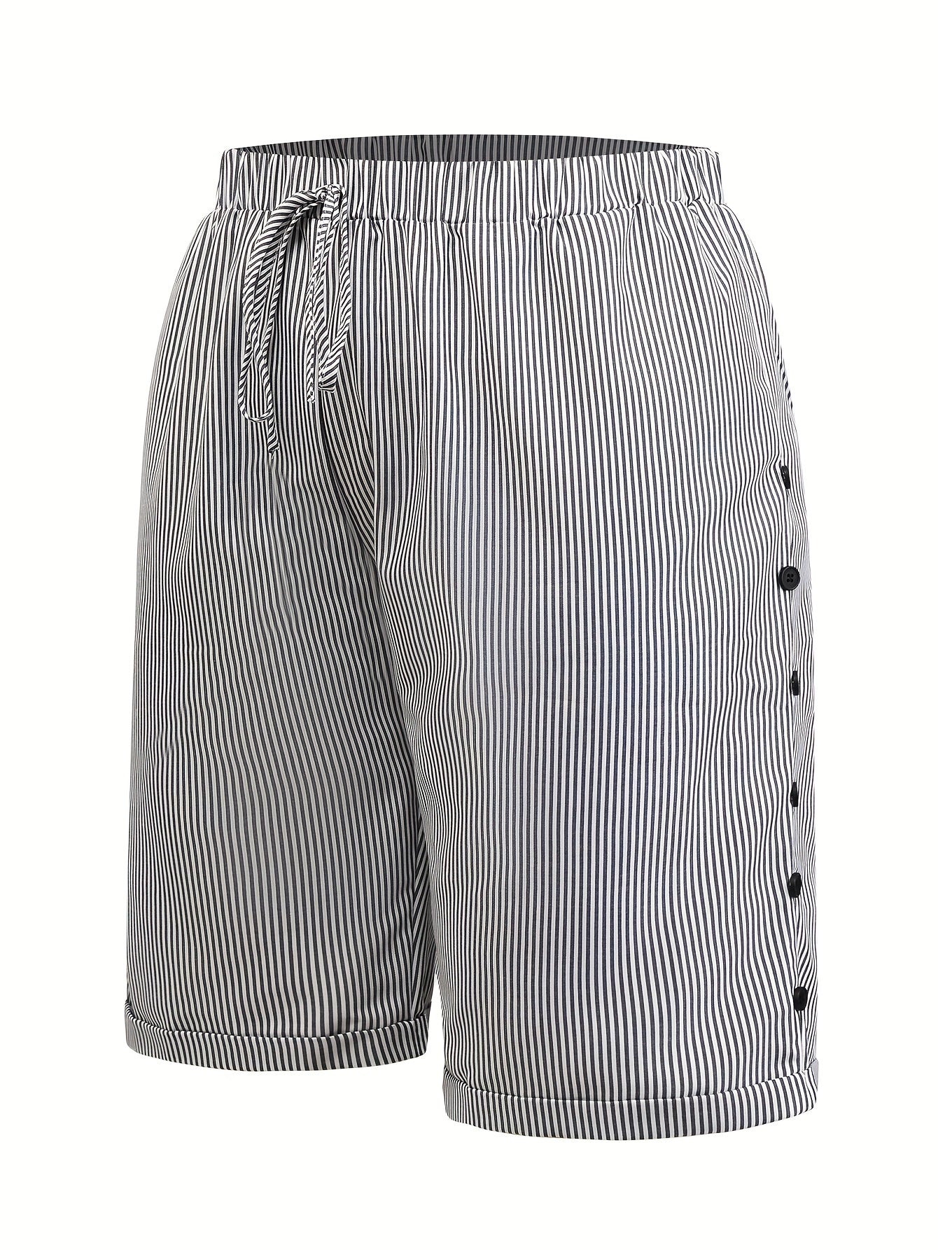 Женские повседневные полосатые брюки с серединой и карманами, регулируемый пояс