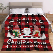 Reversible Flannel Fleece Christmas Blanket with Santa Print for Holiday Cozy Comfort