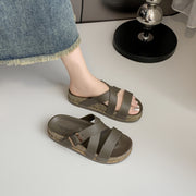 Women's Platform Cross Strap Slippers Outdoor Sandals Anti Slip Beach Shoes