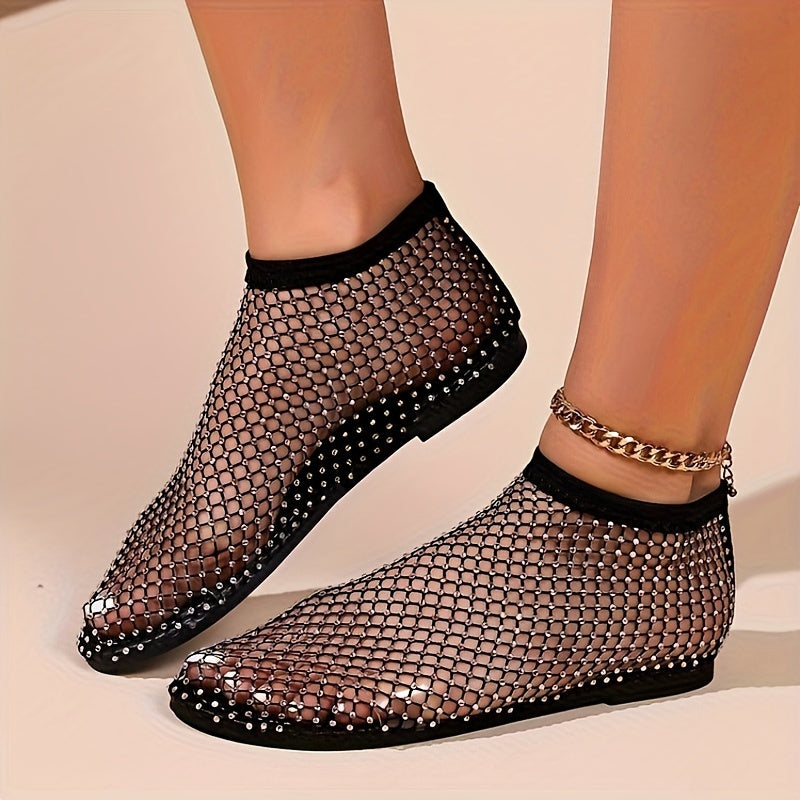 Women's Rhinestone Decor Slip-On Summer Sandals Lightweight Hollow Out Beach Shoes