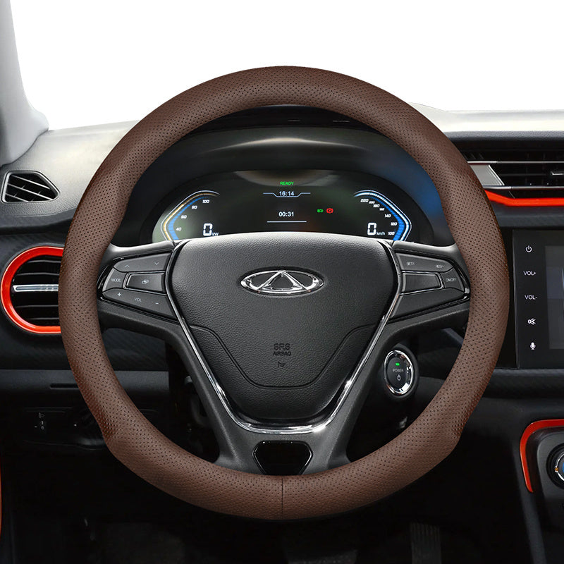 Universal Leather Steering Wheel Cover Breathable Thin Car Accessory Black Burgundy Brown