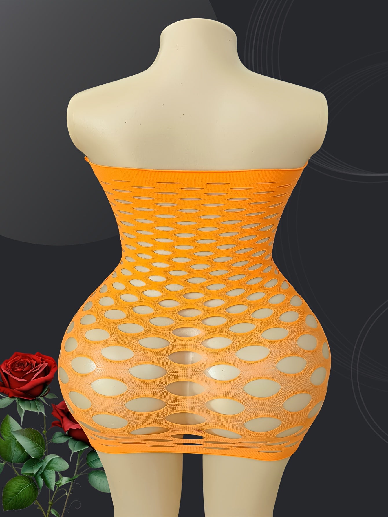 Women's Elastic Lace Mesh Dress with Large Hip Hole Tube Top Sexy Net Skirt