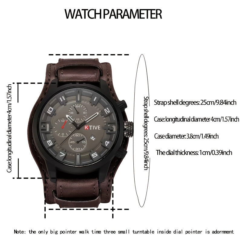 Men's Watch with PU Leather Strap and Alloy Case for Gifting