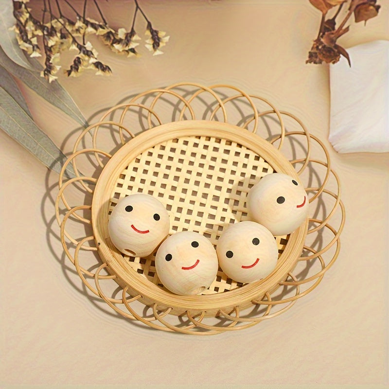 Wooden Beads with Doll Head and Smile Face, Pack of 20 25 or 30