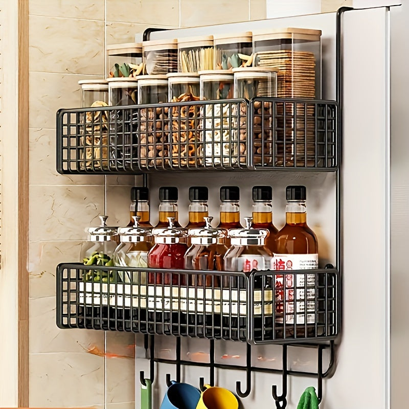 Estante de almacenamiento de cocina de metal de múltiples capas con soporte para film transparente y montaje en pared