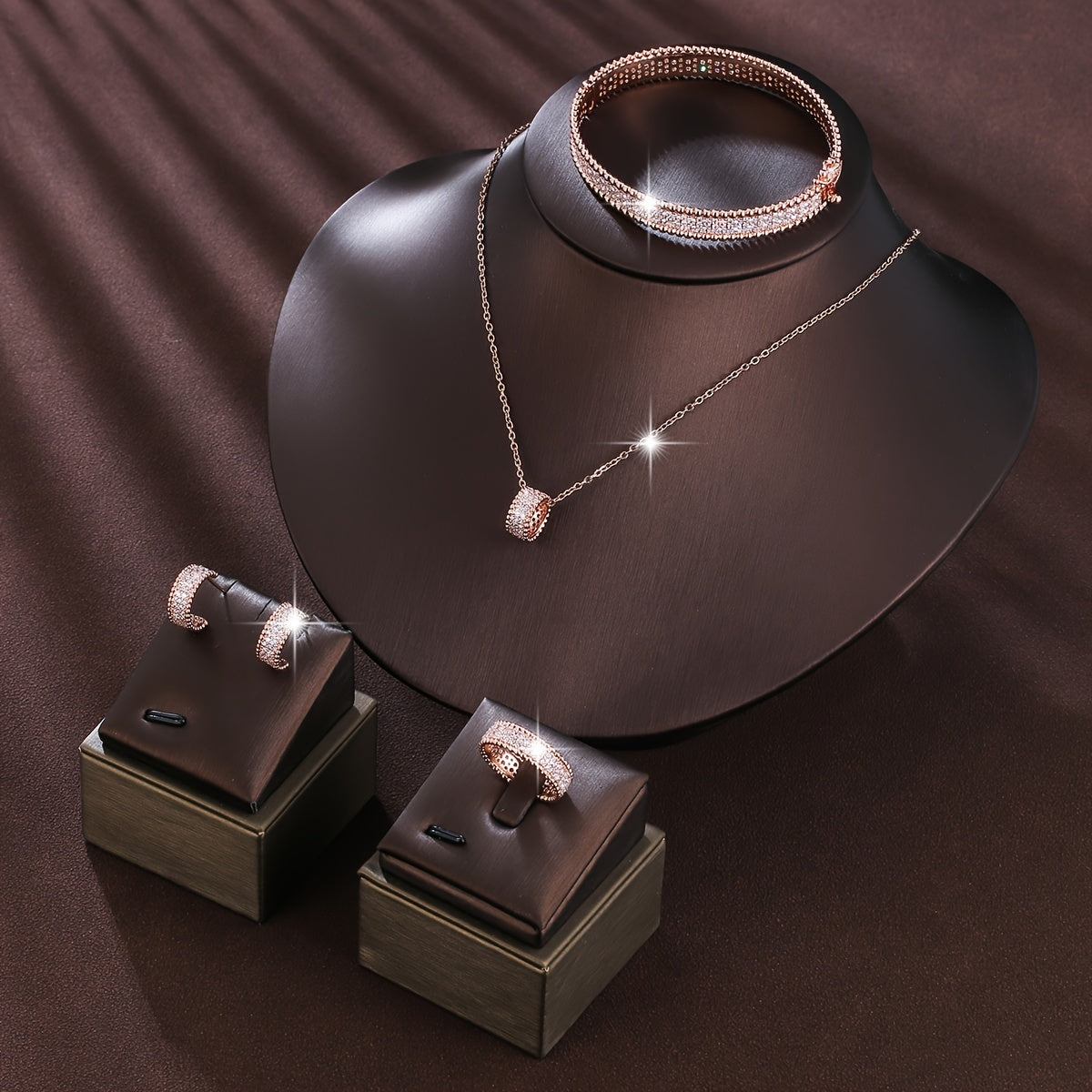 Girls Jewelry Set with Rings Earrings Necklace and Bracelets Silver Style