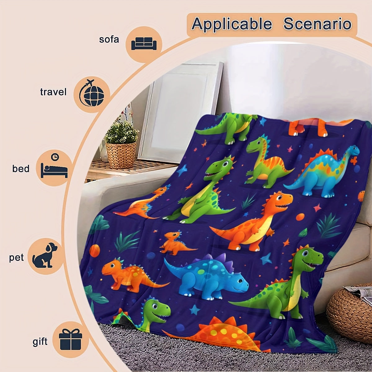 Dinosaur Fleece Blanket Cozy All-Season Warmth for Kids and Adults