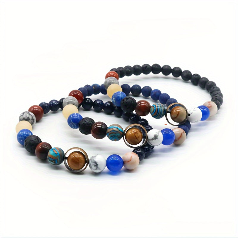 Unisex Solar System Bracelet with Artificial Stones for Men Women Gift