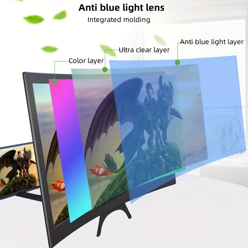 Curved Phone Screen Amplifier with High-Definition Large Screen and Anti-Blue Light Technology