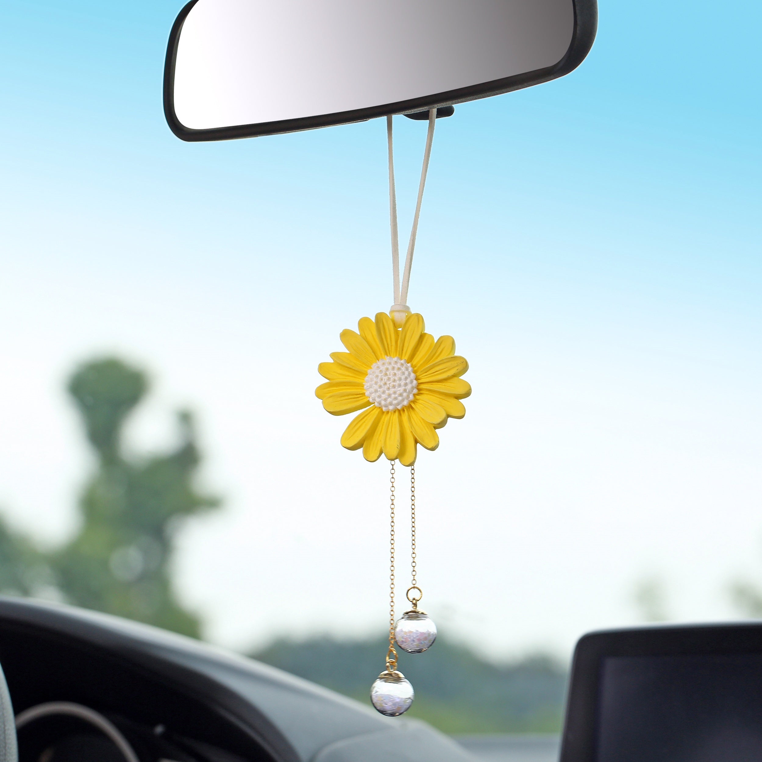 Qizlar Daisy Avtomobil Old oynasi Charm Chiroyli Orqa ko‘rinish aksessuari