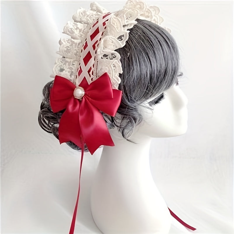 Maid Style Hair Accessory Headband with Non-slip Duck Billed Clips for Women