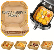 Square Air Fryer Paper Pads BPA-Free Waterproof Disposable Baking Accessories Pack of 50 100 250