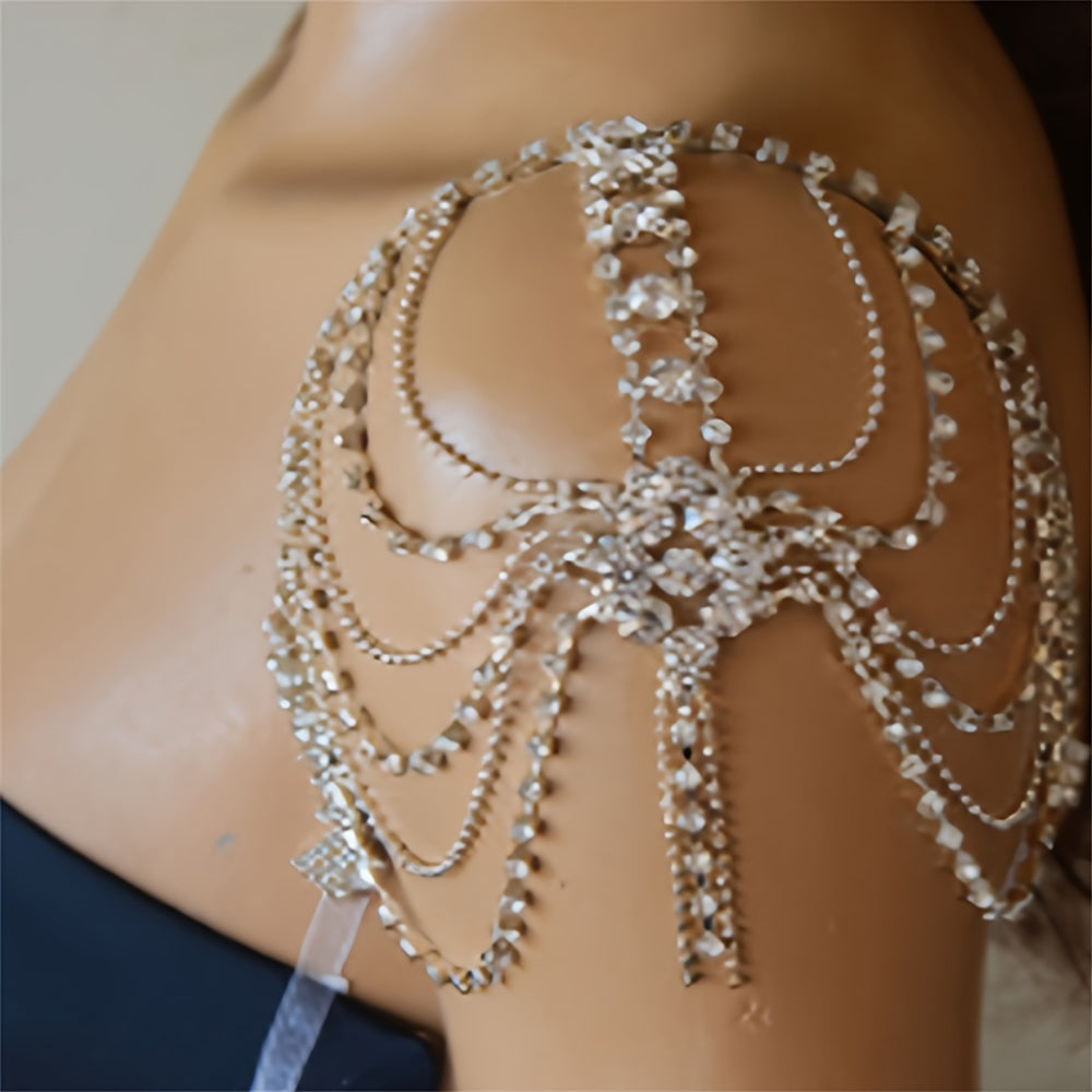 Женское бохо-стильное украшение на плечо с кристаллами и многоуровневыми кисточками для ночных клубов и пляжных вечеринок