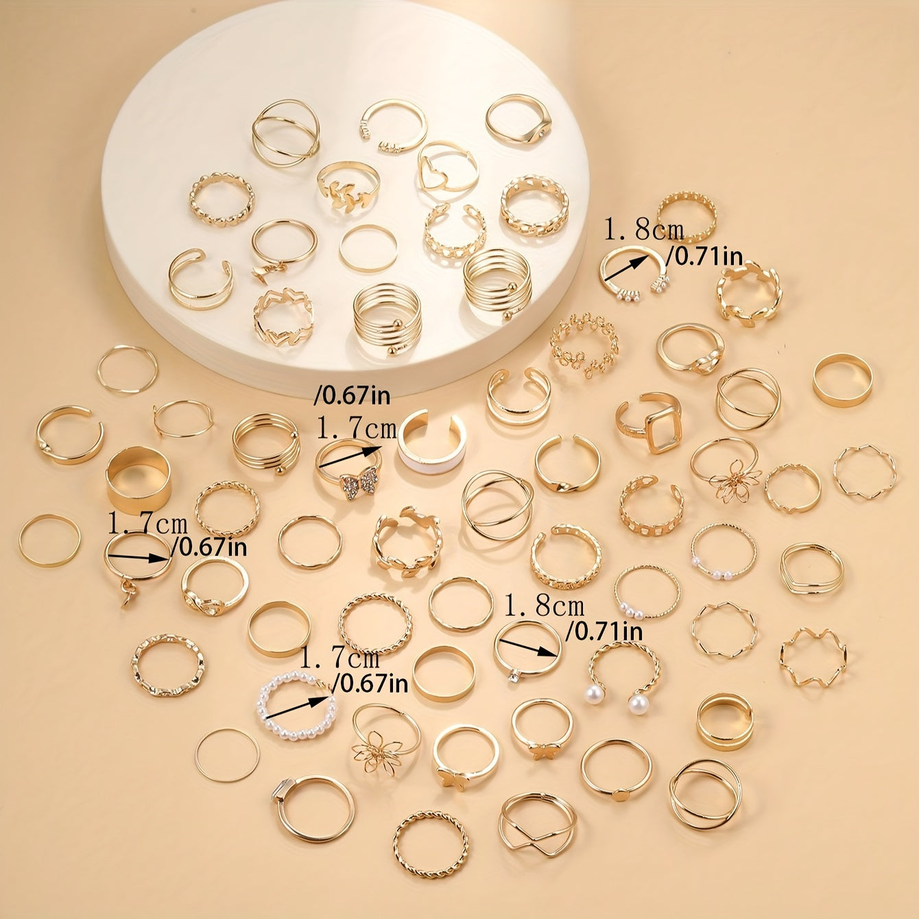 Women’s 66-Piece Jewelry Set with Heart, Butterfly, Flower, Geometric, Pearl, Star, Rhinestone Designs