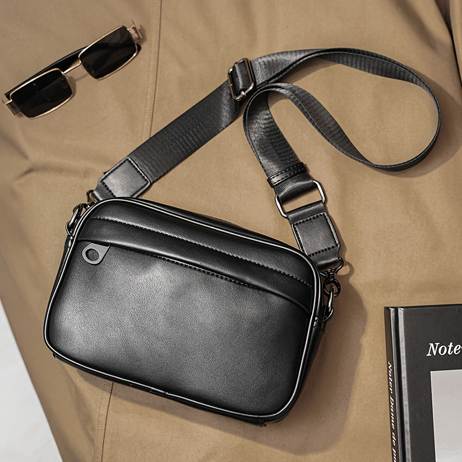 Men's Crossbody Bag Small Square PU Casual Business Travel Gift