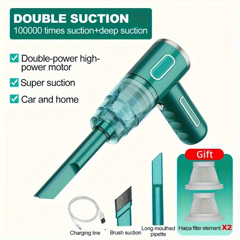 Aspiradora de mano inalámbrica ligera y portátil, recargable para coche y hogar