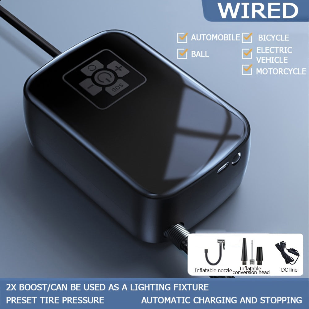 Wireless Portable Air Compressor Inflator with LED Light for Cars Motorcycles Bicycles