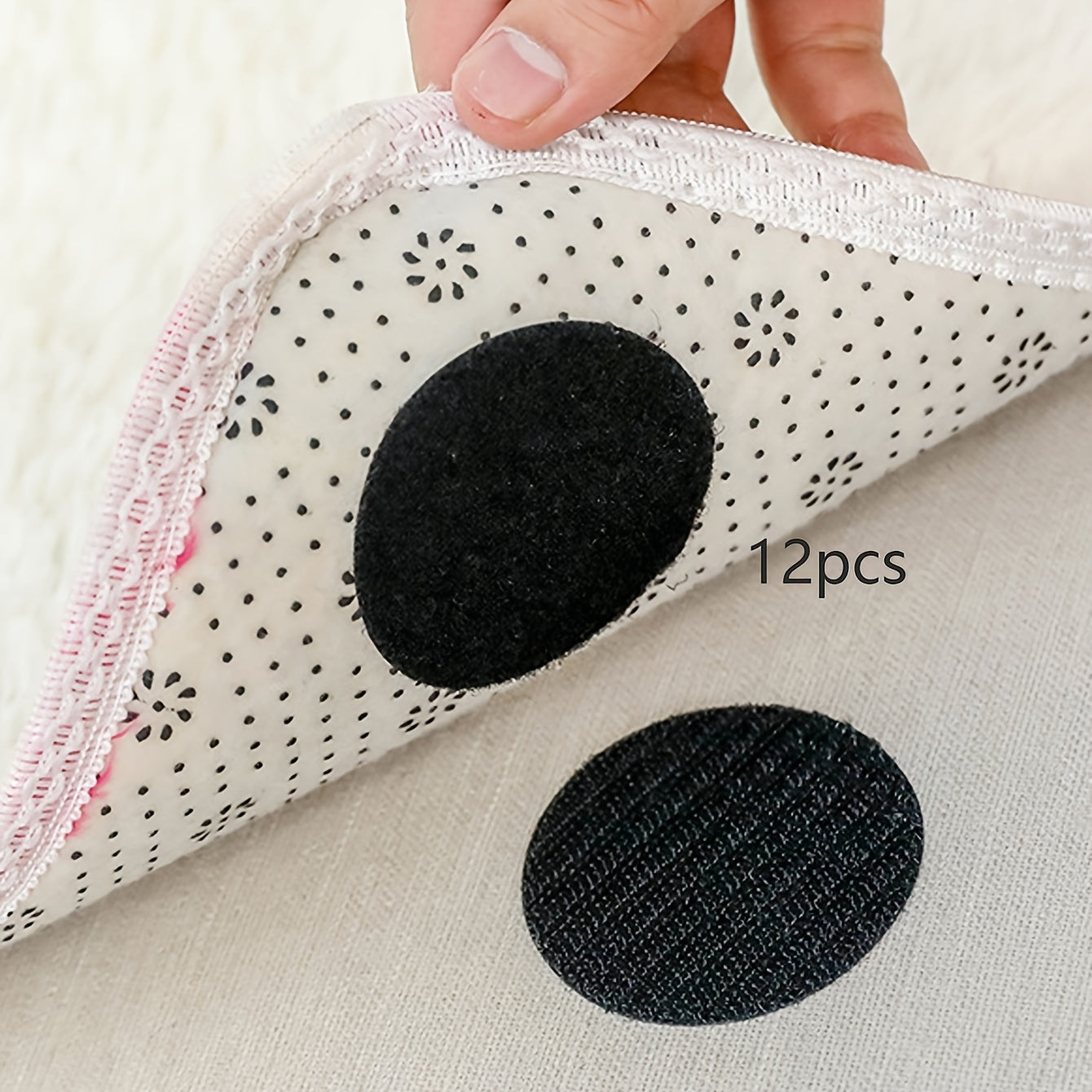 Set of 8/12 Black Reusable Sheet Fasteners with Double-Sided Adhesive for Mattress Sofa Carpet