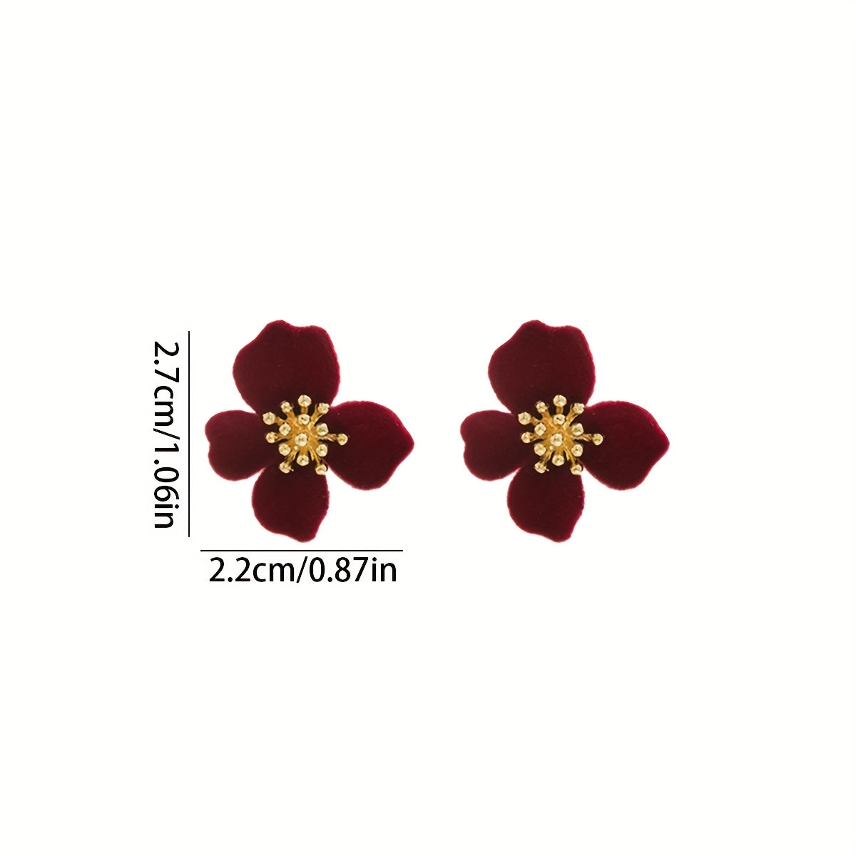 Women's Vintage Black Flower Stud Earrings Zinc Alloy Stainless Steel Post