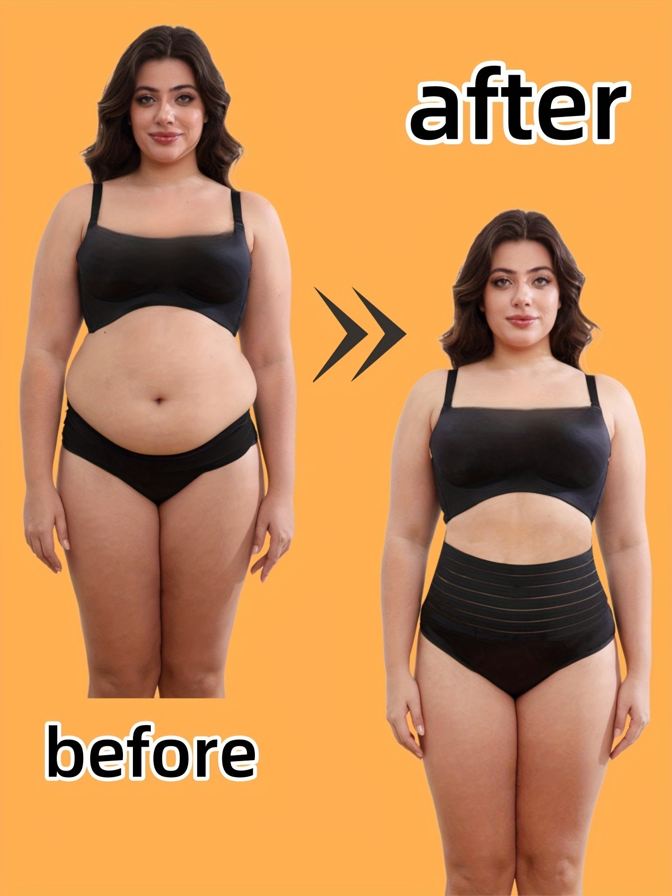 Ayollar uchun qora rangdagi yuqori belli qorin nazorat qiluvchi shapewear ichki kiyimlari. Qulay va nafas oladigan, o'ralmas. Cho'ziluvchan nylon va elastan aralashmasidan tayyorlangan. Qo'l bilan yuvish yoki quruq tozalash. Ideal for