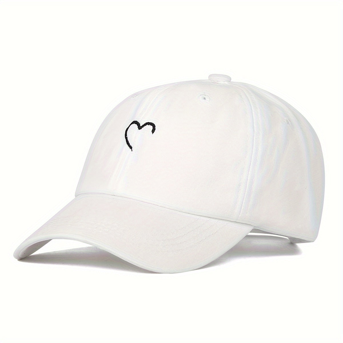 Women's Adjustable Polyester Baseball Cap with Embroidered Heart for Casual and Holiday Wear