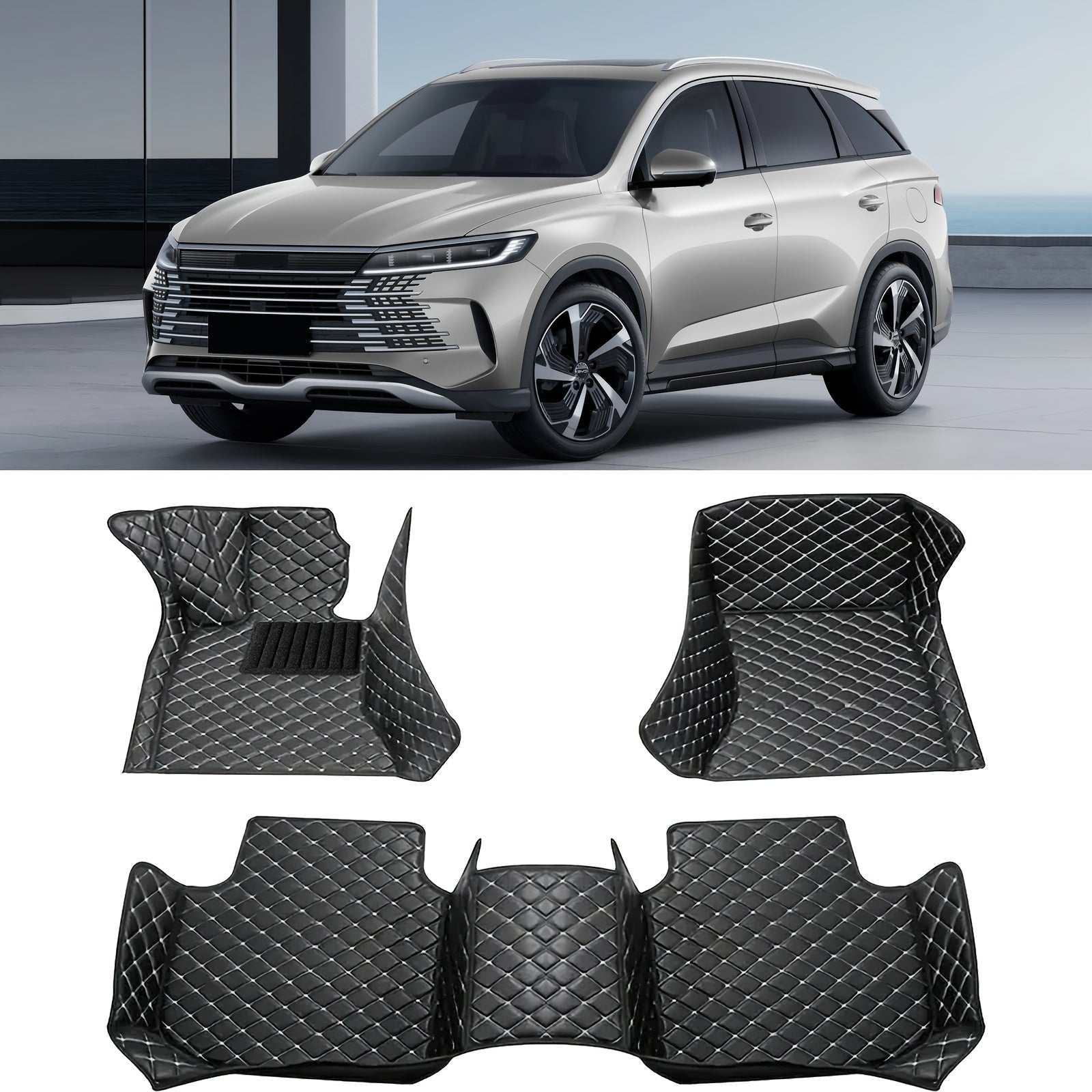 Car Floor Mats Set Faux Leather All-Weather Durable Easy to Clean