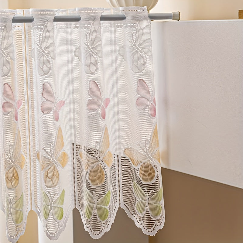 Small Butterfly Cafe Curtain Tier for Living Room and Office Decor