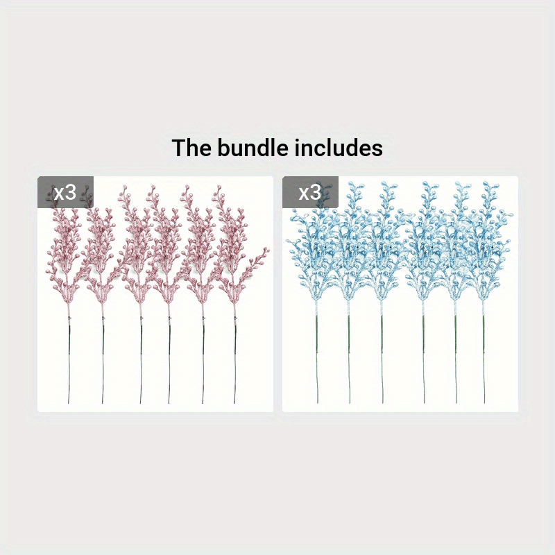 Set of 6 Sparkling Christmas Decorative Gifts with Gold Pink Glitter Berries for Holiday Decor