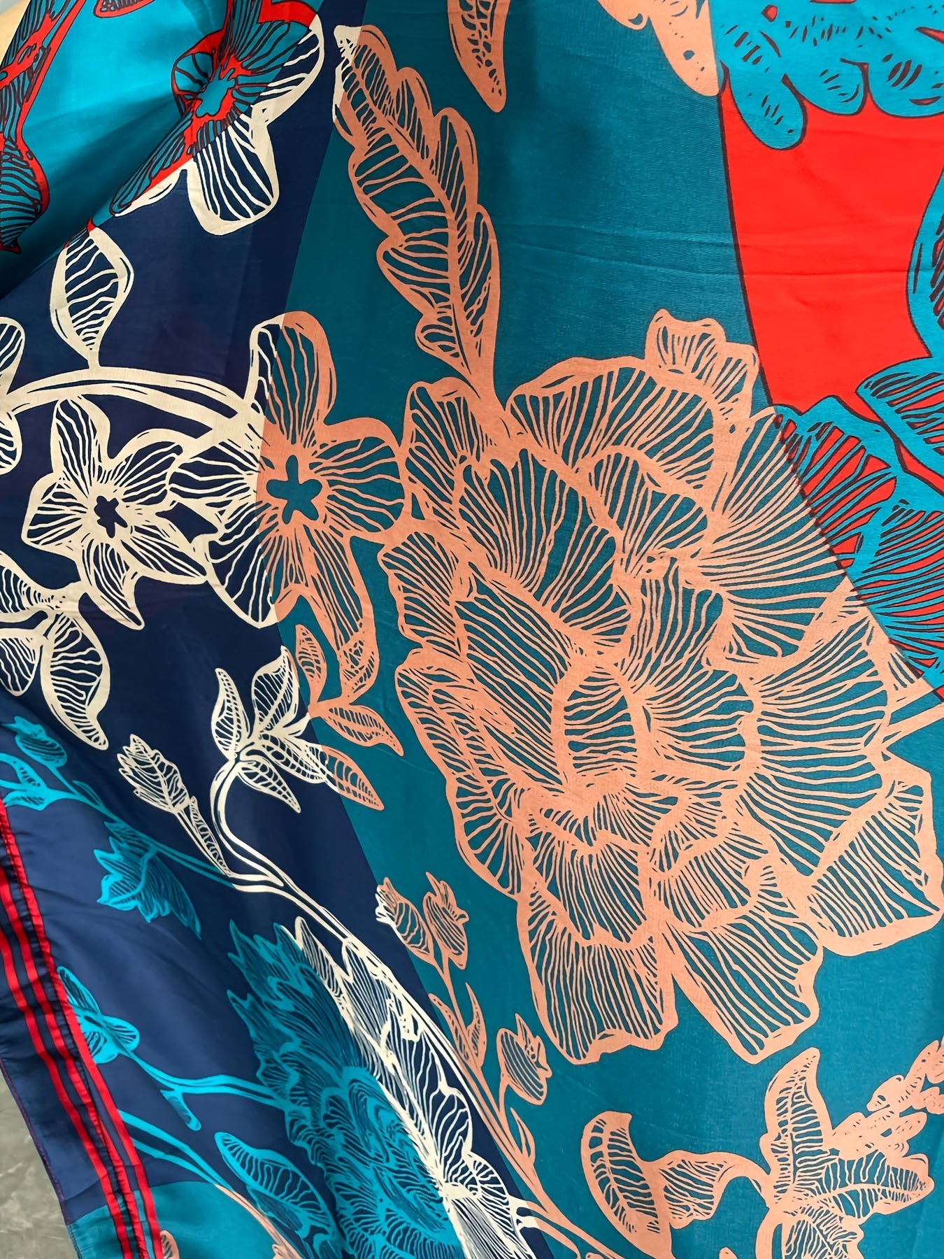 Plus Size Floral Longline Dress Short Sleeve Crew Neck Summer Women