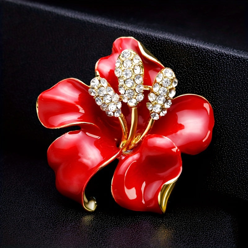 Flower Brooch Pin with Rhinestones for Bridal Wedding Accessories