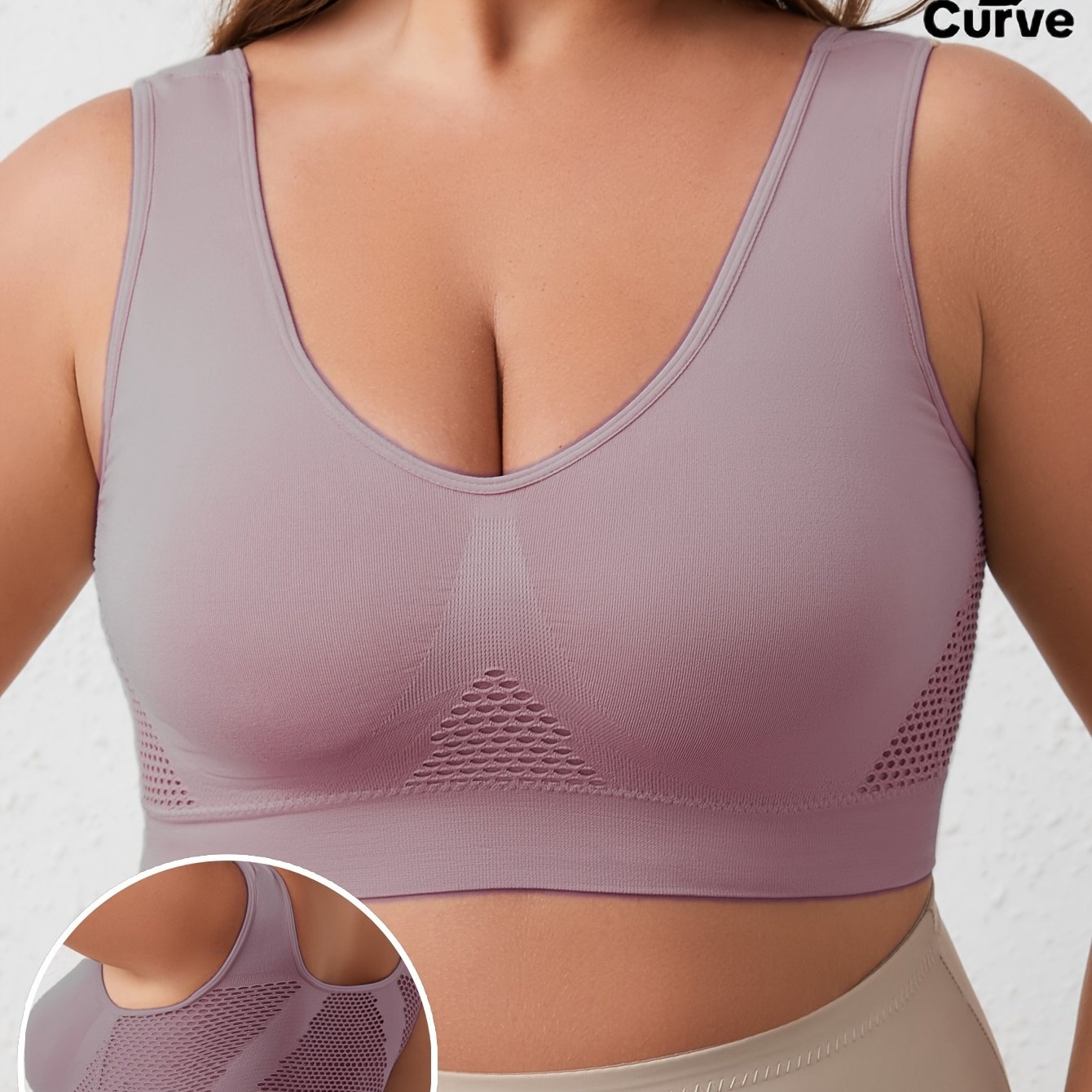 Women’s Plus Size Breathable Mesh Sports Bra for Running and Fitness