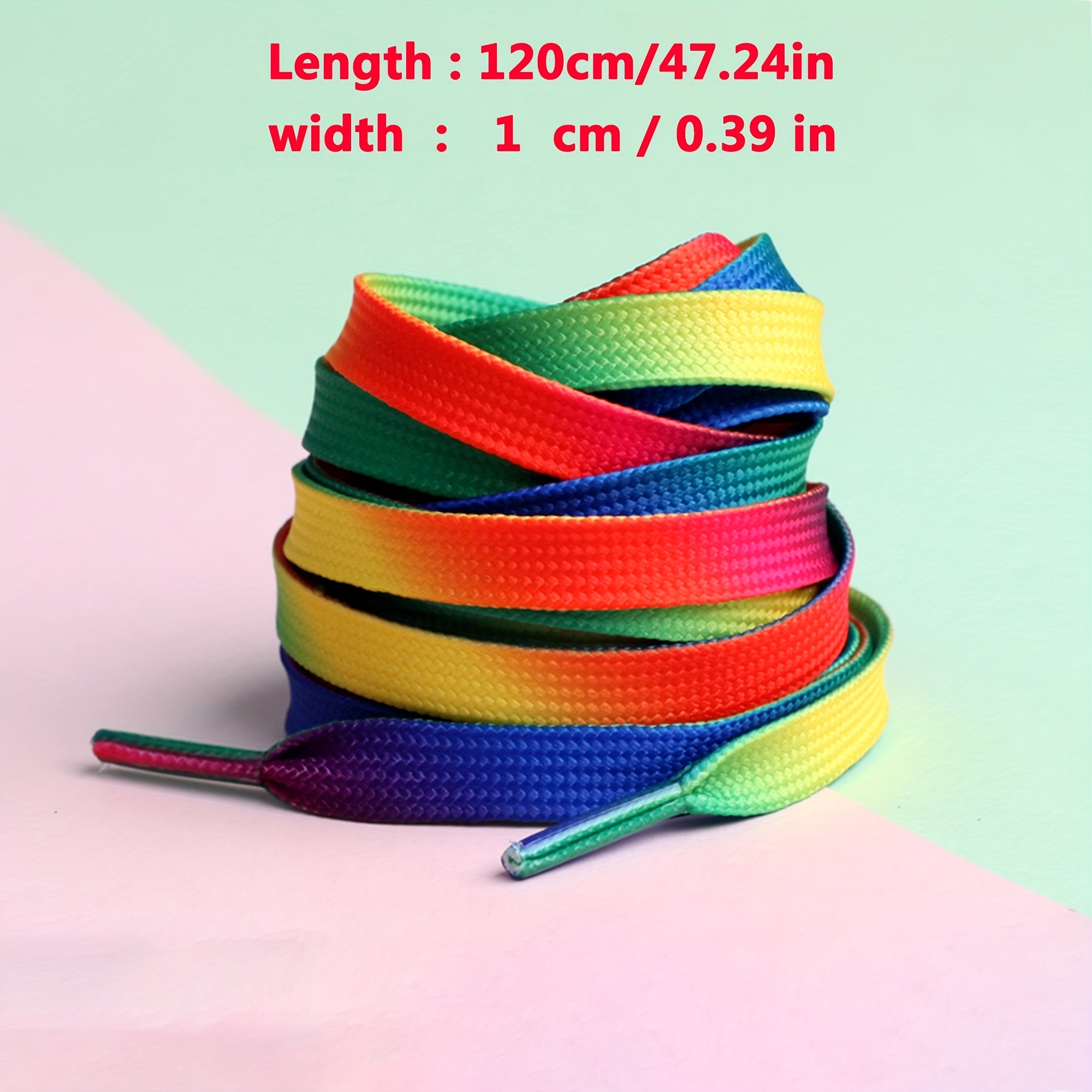 Unisex/Casual Colorful Rainbow Gradient Canvas Shoe Laces 120cm
