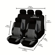 9-Piece Breathable Polyester Car Seat Cover Set for All-Season Comfort Fits 5 Seats