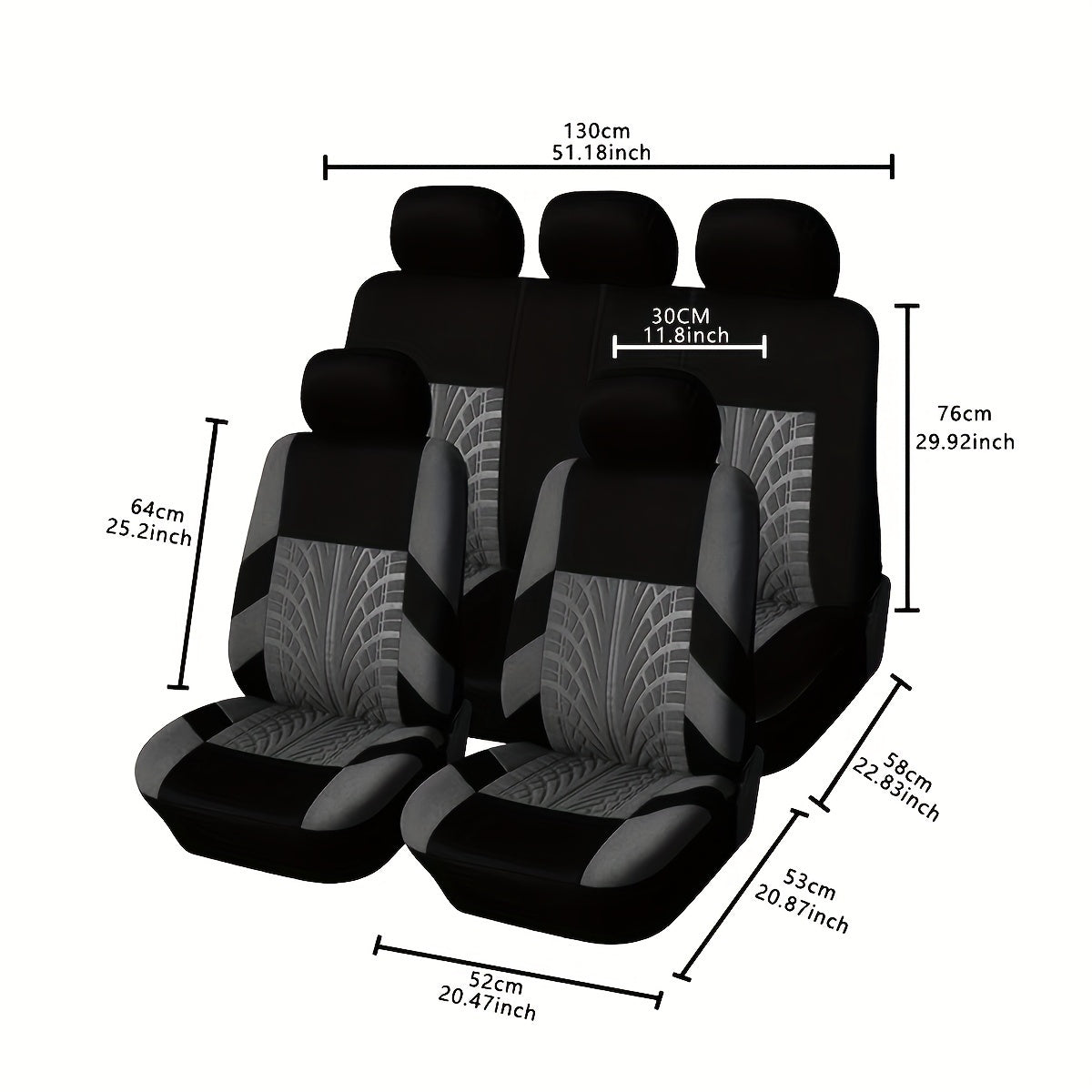 9-Piece Breathable Polyester Car Seat Cover Set for All-Season Comfort Fits 5 Seats