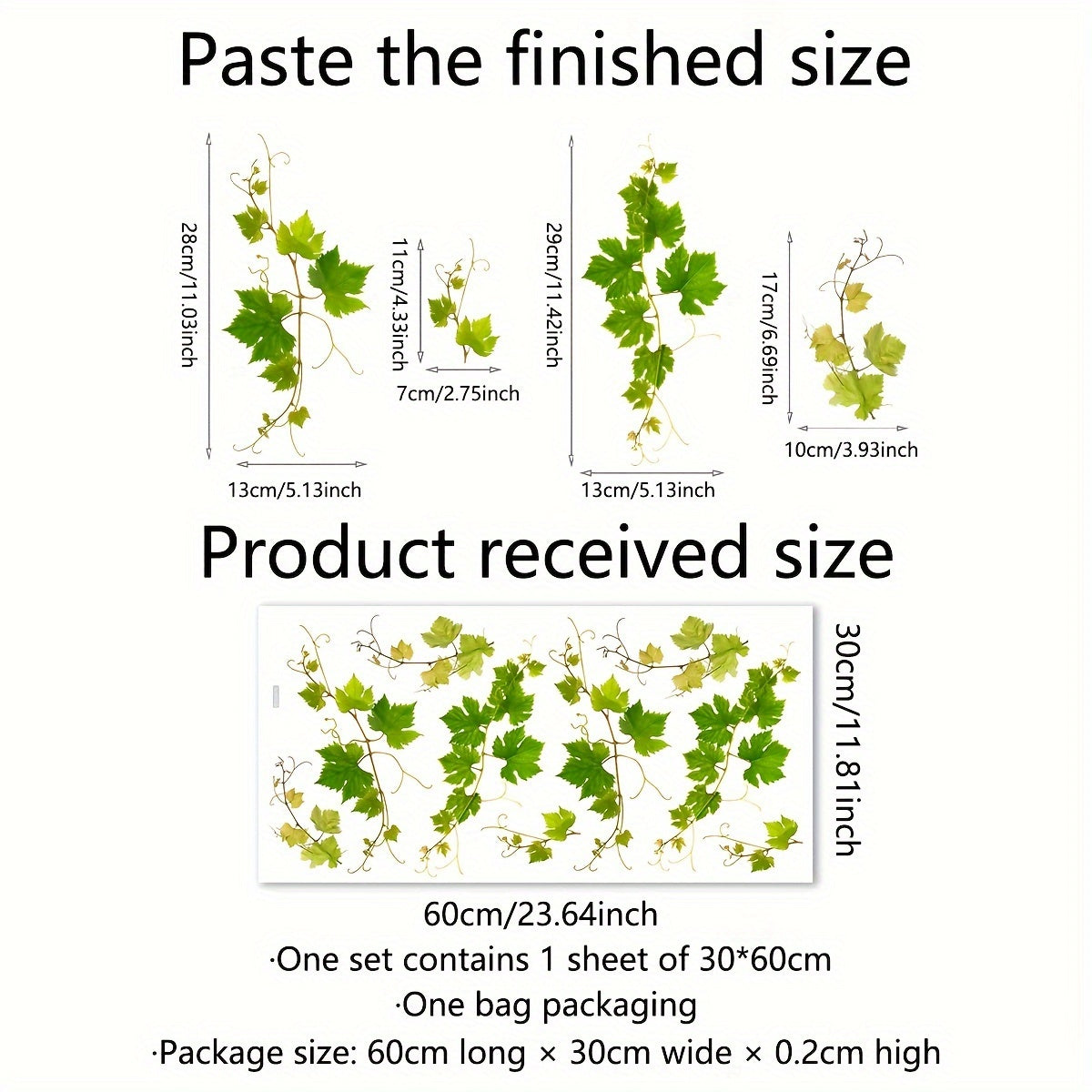 Double-Sided Silk Wall Sticker Reusable Static Cling Window Decor Maple Leaf Vine Contemporary Style