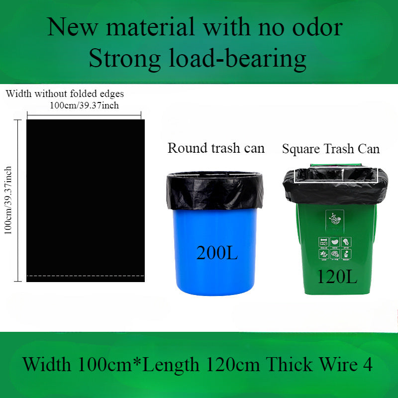 Gran bolsa de basura negra de boca plana gruesa para hogar, jardín, hotel, patio