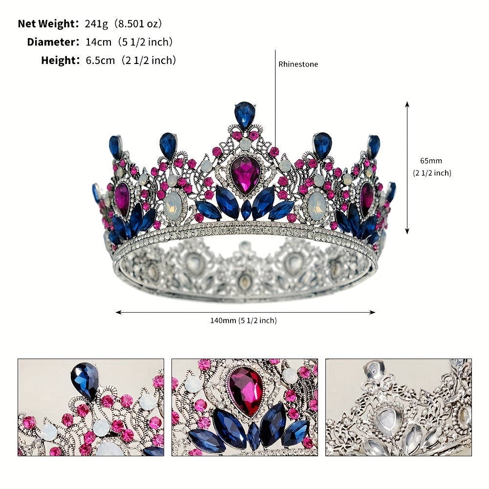 Vintage to'yli tiara taqilishi, to'ylar, promlar va konkurslar uchun rhinestones