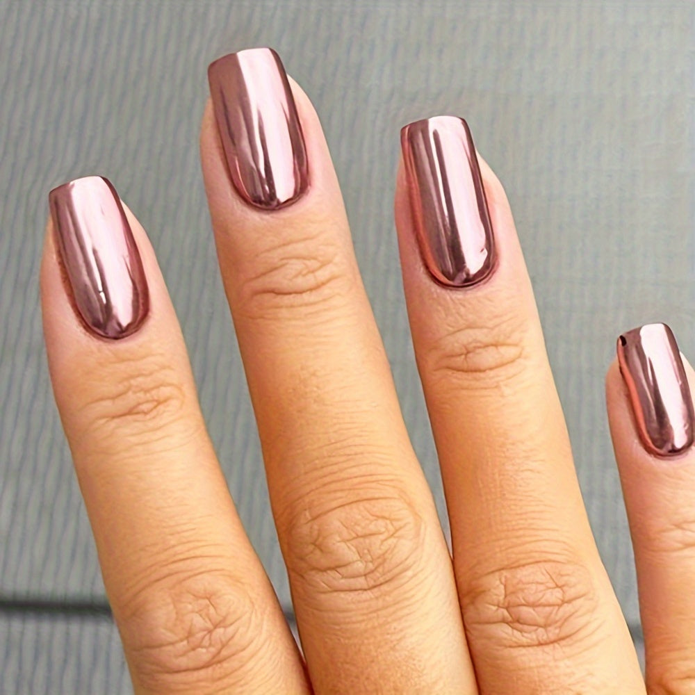 Rose Gold Metallic Nail Polish 12ml Quick Dry Chrome Finish for Adults